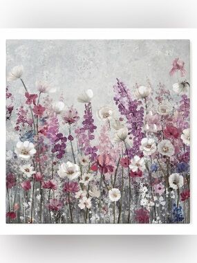 Botanical Blossom Canvas Art - Purple and White